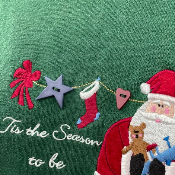 Vtg 80’s MC Energy Sportswear Women’s Ugly Christmas Green Sweatshirt  Size Med - Picture 4 of 11